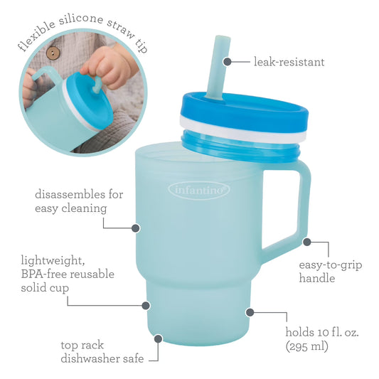 Infantino - Tumbler de Silicona de 9oz. / Azul transparente