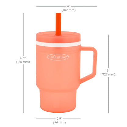 Infantino - Tumbler de Silicona de 9oz. / Naranja transparente