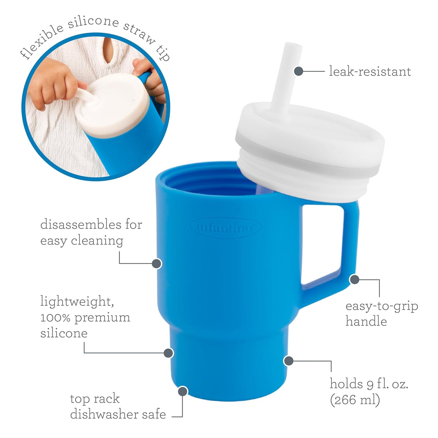 Infantino - Tumbler de Silicona de 9oz. / Azul