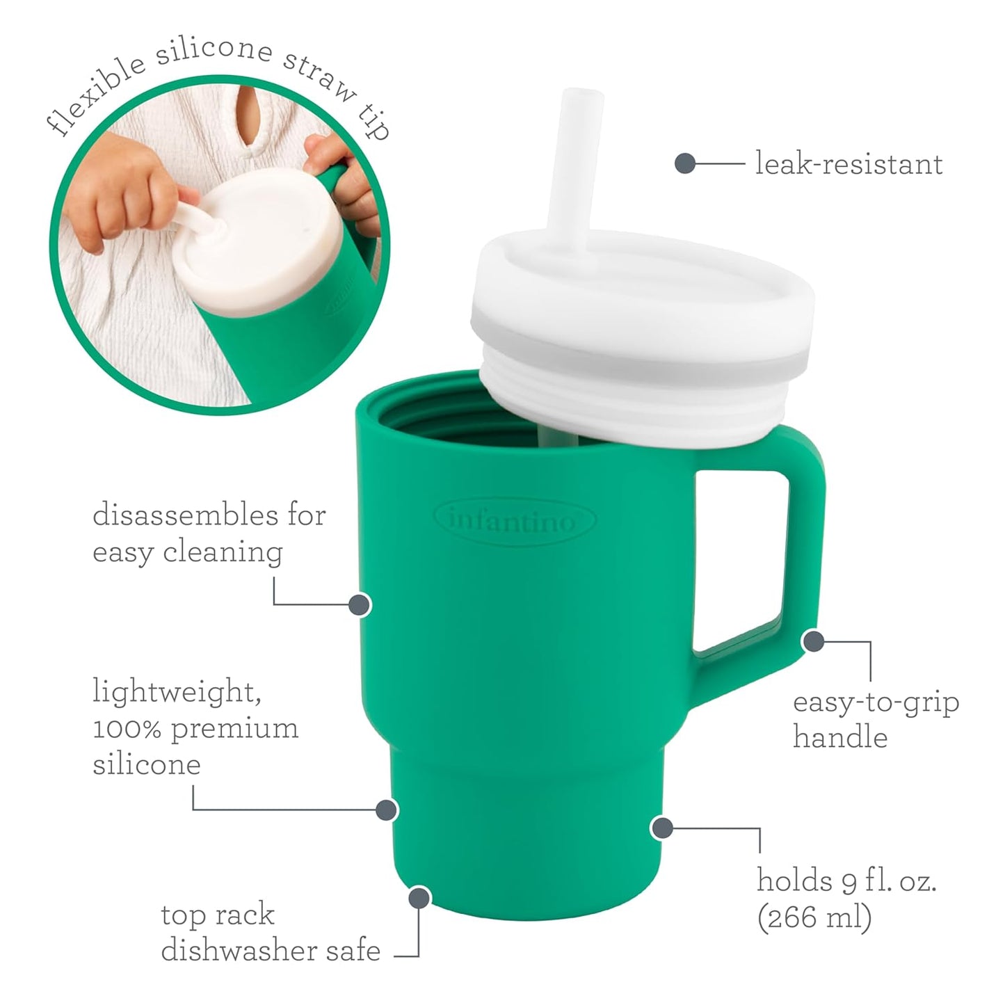 Infantino - Tumbler de Silicona de 9oz. / Verde