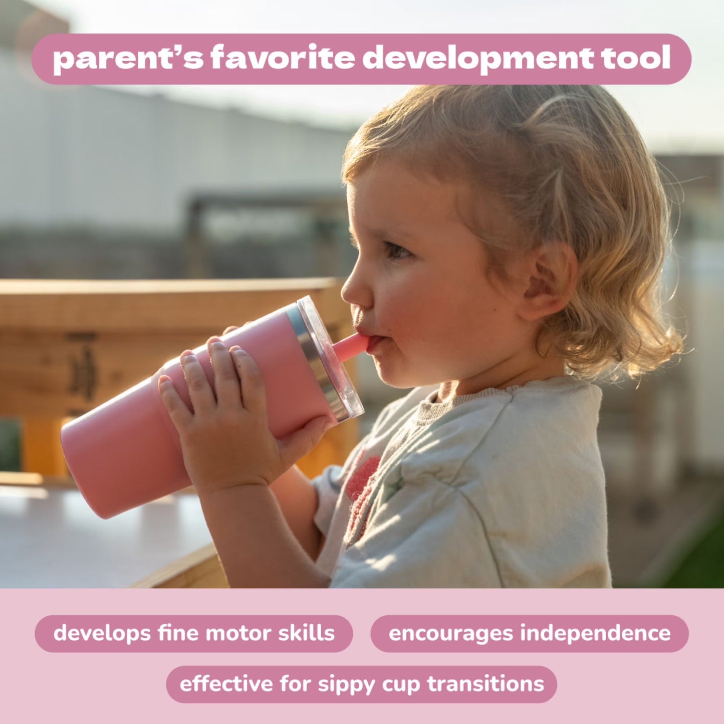 YAYA - My 1st Tumbler de 12 oz. / Rosado con Flores