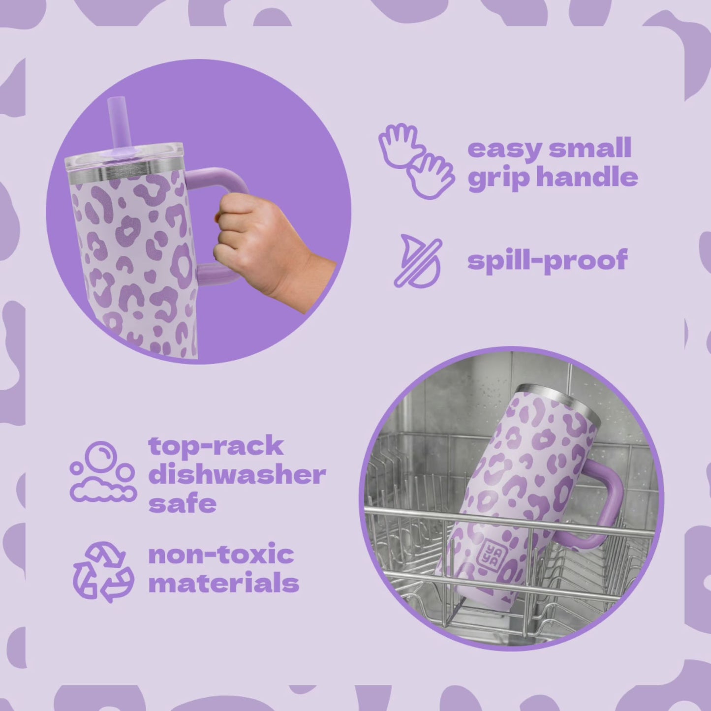 YAYA - My 1st Tumbler de 12 oz. / Morado con animal print