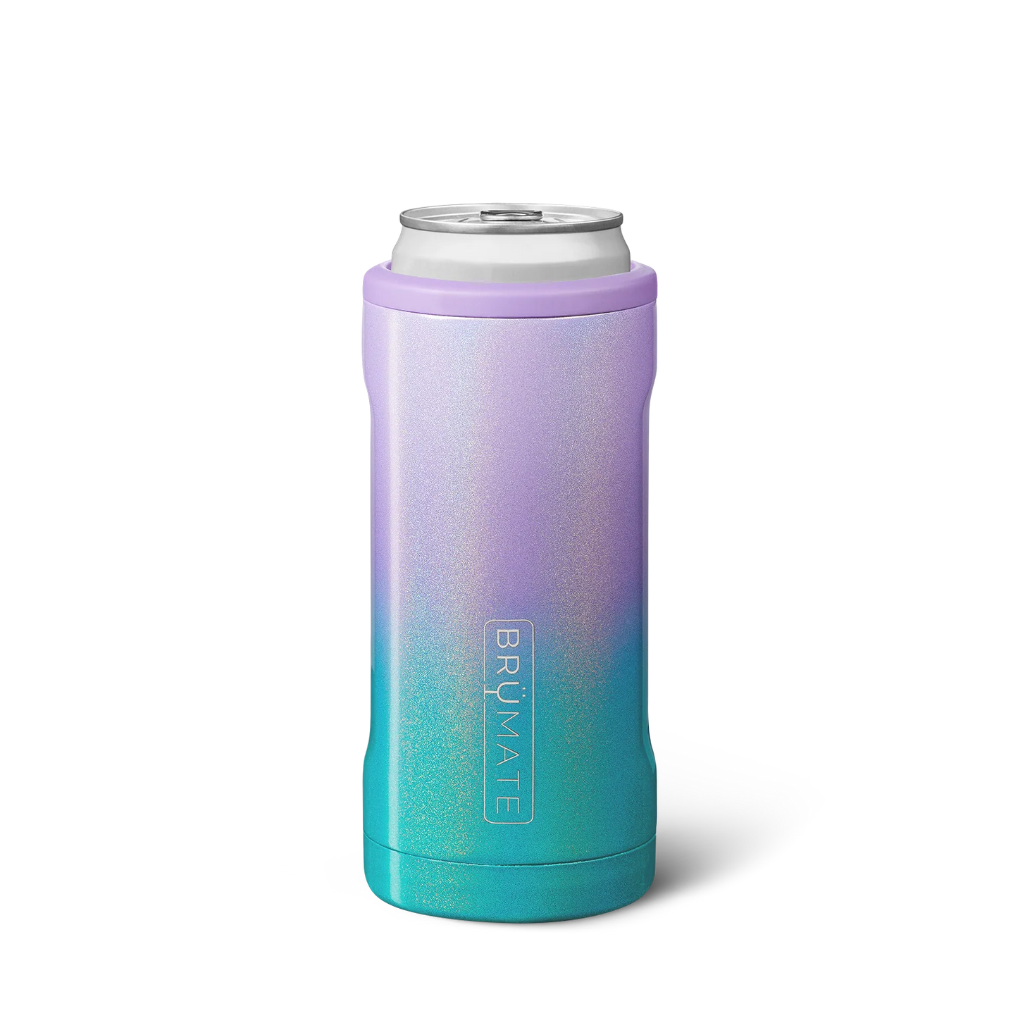 Brümate -Slim Can Cooler de 12oz. / Lila con aqua escarchado